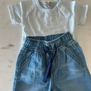 Denim shorts and t-shirt 2pce set 3-6mnths
