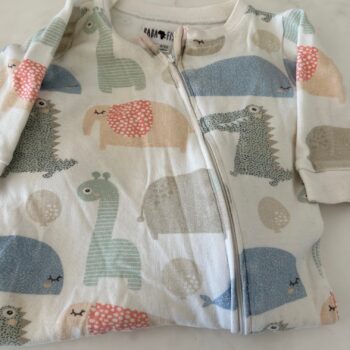 Long sleeved long legged cute animal print romper  6-12mnths