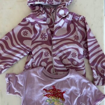 Buundle rain coat and unicorn embroidered t-shirt 4-5yrs