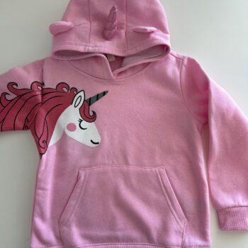 Unicorn hoodie top with glitter and a horn 3-4yrs