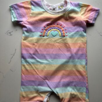 Rainbow embossed 100% cotton romper 6-12mnths